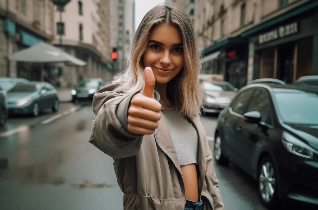 The girl gestures that she's doing great